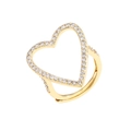 18K gold plated heart ring featuring hollow design and sparkling zircon stones on white base - Gold Ring