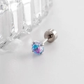 Roestvrijstalen oorknopje met 4 mm kleurverloop blauw-paarse zirkonia steen - 4mm Zirkoon/0.8x6mm Staaf / Roze Blauw (Enkel Stuk)