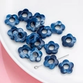 Deep blue marble acrylic flower bead for DIY jewelry making on a metal pin tool - 14mm / 4# Solid Dyeing (kp6522)