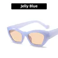 Occhiali da sole geometrici irregolari con montatura blu gelatina e lenti arancio - Blu Gelatina