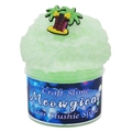 Green crystal slime toy in clear jar with coconut tree charm and white background - Light Green Coconut Tree 70ml