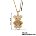 Goldene Teddybär-Halskette mit Zirkon-Steinen und 60cm Kordelkette im Hip-Hop-Stil - Goldener Bär/Schwarz-Weiß-Schachbrett