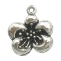 Pendentif fleur argentée brillante à cinq pétales pour la création de bijoux DIY - 1 Pièce Fleur de Prunier 14x15mm