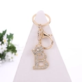Golden crystal letter B keychain with sparkling rhinestones for handbags and backpacks - Letter B / Gold