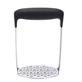 Manual stainless steel potato masher with ergonomic black handle for kitchen use - Stainless Steel Potato Masher