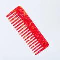 Elegant wide-tooth hair comb with marble pattern in amber red acetate material - Large (D#) / Red (D#)