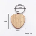 Detailed dimensions of heart-shaped wooden keychain with metal ring 40x39mm and 12g weight - Heart-Shaped Style (Style 2)