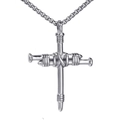Collana con ciondolo a croce di chiodi in acciaio al titanio argento stile punk vintage - Solo ciondolo / Argento