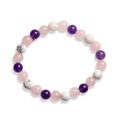 8mm natural stone beads bracelet with pink and purple tigers eye beads for men and women - Rose Quartz + White Turquoise + Purple Jade