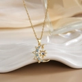 Detailed shot of celestial moon and star pendant with blue opal and gold plating - Blue Star Moon Bead (XL0312)
