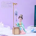Traditional Chinese girl resin figurine lamp with calligraphy desk and hanging lantern - Painting Maiden Night Light