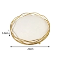 Round gold metal jewelry tray with white velvet base, 25cm diameter size specification - Large Woven Round Tray / Gold