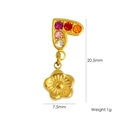 Golden heart flower earring with colorful crystals, dimensions 7.5mm by 20.5mm - Multicolor Heart Flower Pendant (YTE2411008-17)