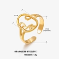 Anillo ajustable de acero inoxidable chapado en oro 18K con diseño calado - Abierto Ajustable / Dorado