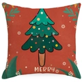 Kerst kussenhoes met kerstboom van rood linnen voor feestelijke decoratie op de bank - ALD5-1 (Rode Kerstboom)