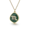 Scorpio constellation necklace with green malachite pendant and gold titanium finish - Virgo