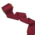 Deep wine red satin ribbon with frayed edges on a wooden spool for gift wrapping - 4CM X5 Yards (Without Wood Spool) / Burgundy