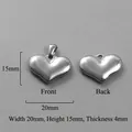 Polished stainless steel heart pendant variant with 20mm x 15mm size specifications - Double-sided Heart Pendant (P00032S)