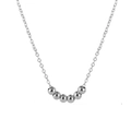 Minimalist silver necklace featuring six sliding polished metal beads on a fine chain - Silver Six Sliding Beads Necklace / Silver