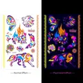 Glow in the dark floral lion wolf tattoo stickers with ultraviolet fluorescent effect - Fluorescent DWYG-004