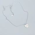 Collana in argento 925 con ciondolo a moneta malocchio e cristallo di zirconia lucido - Argento 925 / Oro Bianco