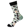 Retro checkered mid-calf socks for men featuring white base with oval patterns and black accents - 1098-White Dots