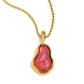 Halskette mit goldener Kordelkette und barockem, rosa-transparentem Steinanhänger - Gold Rot