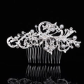 Elegant bridal hair comb with white pearls and sparkling rhinestones on silver base - Style 3 / Silver