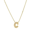 Classic 18k gold plated necklace featuring micro-paved zircon letter C pendant on fine chain - Letter C
