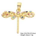 Detail of colorful dragonfly pendant with measurements 20.4x25.4mm and zircon inlay - Dragonfly 8-Colorful Gems-20.4*25.4*3.2mm