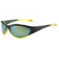 Y2K sporty cycling sunglasses with neon yellow gradient frame and mirrored lenses - Black Yellow Frame Gold Mirrored Lens