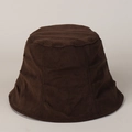 Detailansicht der dunkelbraunen Cord-Textur eines plissierten Fischerhutes mit breiter Krempe - M (56-58cm) / Kaffeebraun