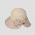 Dettaglio dell'elegante cappello da sole in paglia con grande fiocco decorativo - M (56-58cm) / Cachi