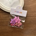 Set of matte star-shaped hair clips in pink and purple colors on a wooden surface - Pentagram / 10 Pieces Pack / Pink