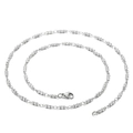 Collier minimaliste en perles d'acier inoxydable argenté avec fermoir mousqueton robuste - Style perle ronde (KN17975-Z) / 45cm