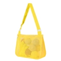 Yellow mesh shell bag for kids with adjustable strap for beach toys storage - Pure Yellow / 21*25*8cm