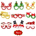 Set di 9 occhiali natalizi festivi con corna di renna e vari design a tema natalizio - Set di Occhiali di Natale 1 (9 pezzi)