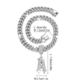Silver alloy iced-out letter A pendant on a 45cm rhinestone Cuban chain necklace - Silver Letter A Pendant + 20in Cuban Chain