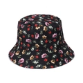 Reversible bucket hat with black floral tropical print for outdoor sun protection - Black Floral Print (Style E)