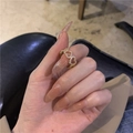 Elegant gold-plated ring with hollow heart design and sparkling pavé crystals - Hollow Heart