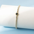 Bracelet en acier inoxydable doré 18K avec pierre vert foncé et cristaux arc-en-ciel - Mai / Émeraude