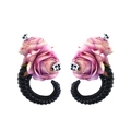 Barrettes cornes de démon gothiques avec roses roses et crânes pour cosplay Halloween - Barrette à Cheveux Corne de Diable Rose Rose avec Crâne