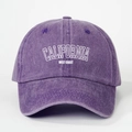 Close-up of washed purple cotton baseball cap with California West Coast embroidery - Adjustable / Dark Purple