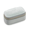 Light blue velvet travel jewelry box with golden zipper for rings and earrings - Cyan