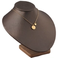Detail of minimalist gold-tone necklace with double round pendants on white bust display - Gold (Large Disc + Small Disc)