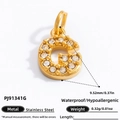 18K gold plated stainless steel letter G pendant with inlaid crystals and waterproof finish - Letter G