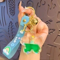 Creative fairy oil-filled acrylic keychain with sky blue strap and green liquid glitter - Liquid Sakura Butterfly Princess - Green