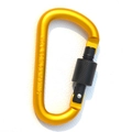 Moschettone a D da 8 cm in lega di alluminio giallo con ghiera a vite di sicurezza - Oro