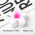 Pink gradient frangipani hair claw clip, matte resin flower hair accessory for summer - Pink & White