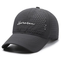 Gorra de béisbol gris oscuro transpirable con agujeros láser y bordado frontal de Narason - Ajustable / gris oscuro